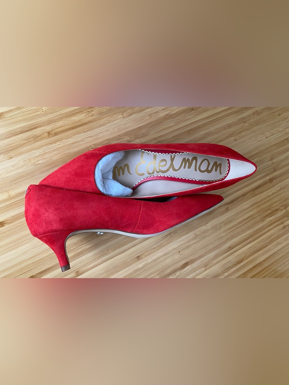 Sam Edelman Red Suede Pointed-Toe Heels Size 8 Never Worn - Picture 2 of 4